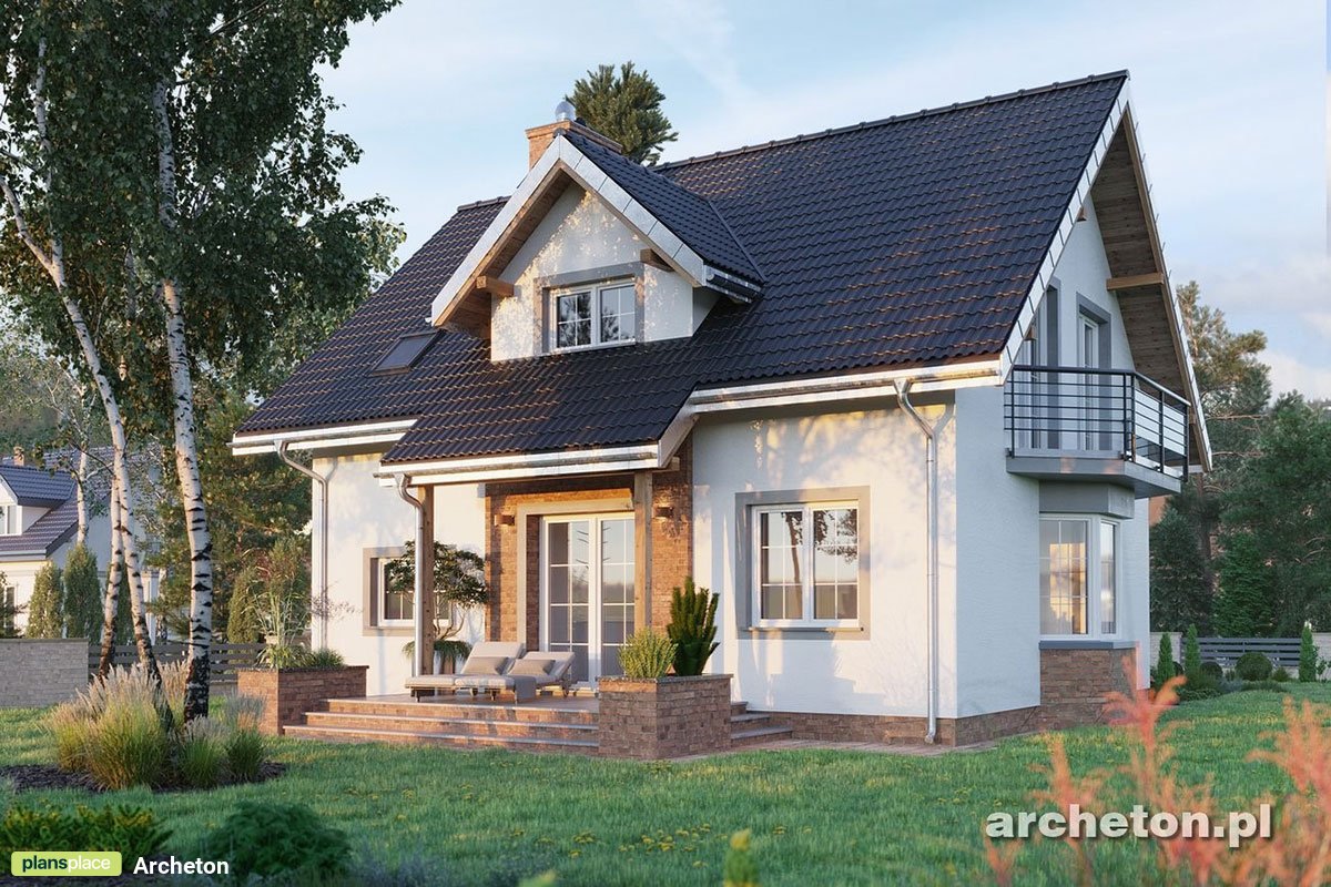 European 2-Story House Plan with 2 Balconies and 3 Bedrooms