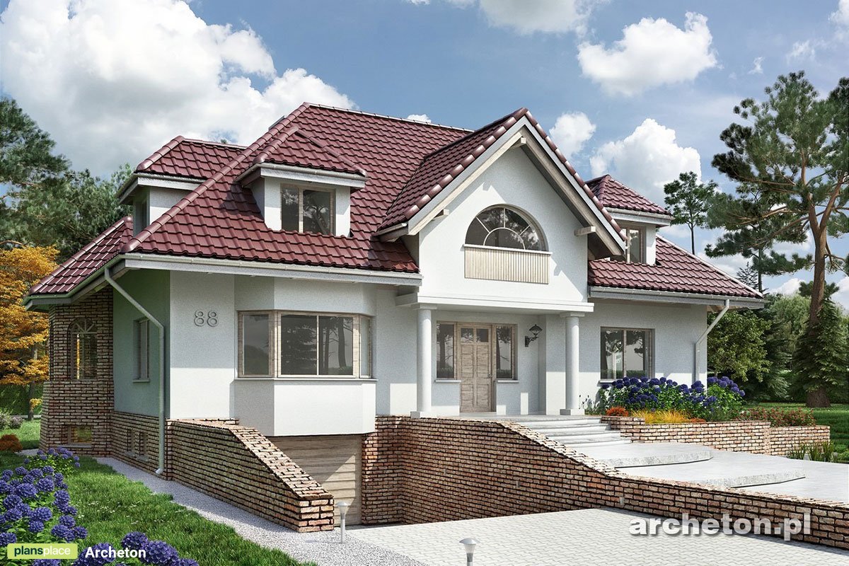 European Home Plan with Basement Garage and Dormers