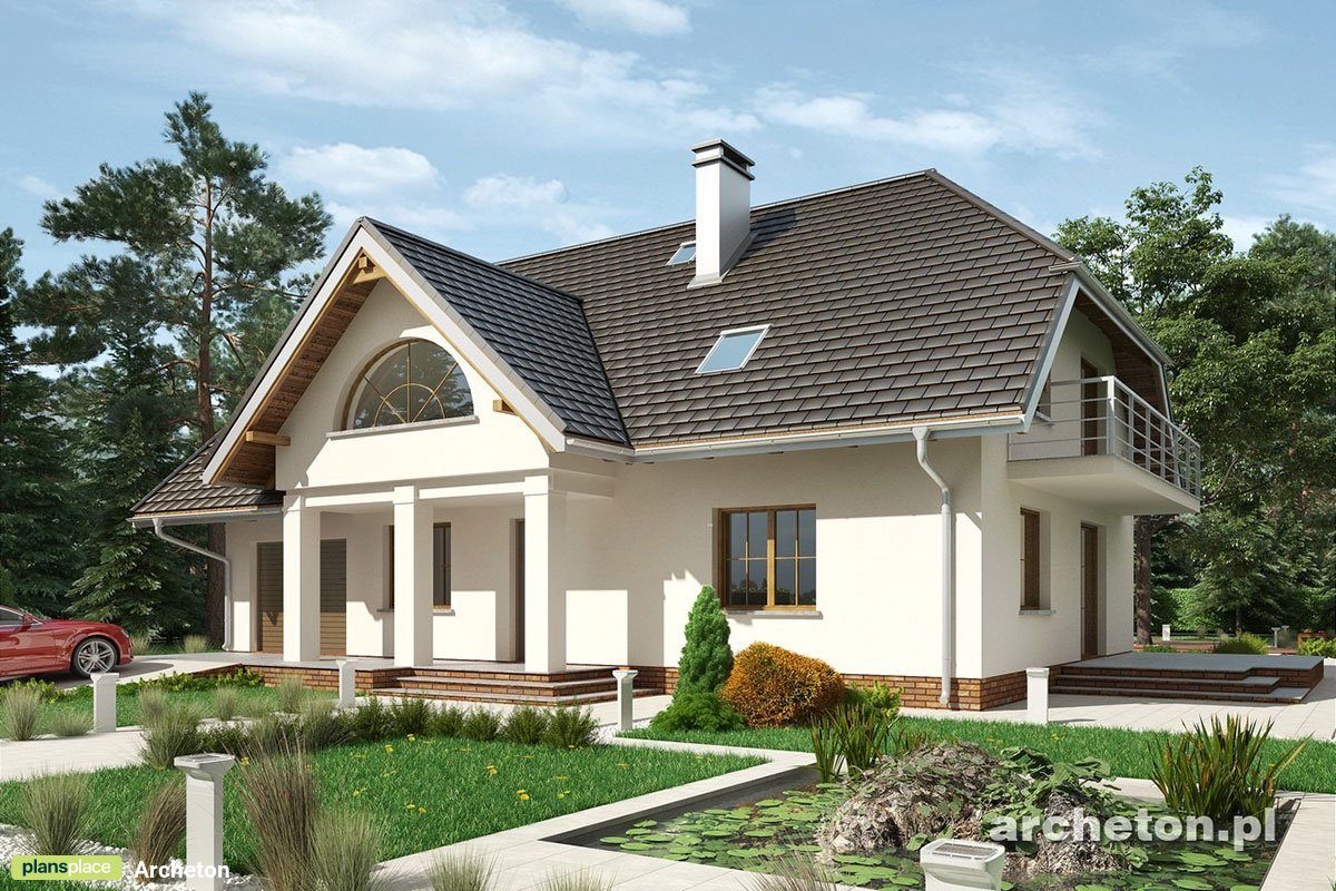 Traditional House Plan with Gambrel Roof and 1-Car Garage