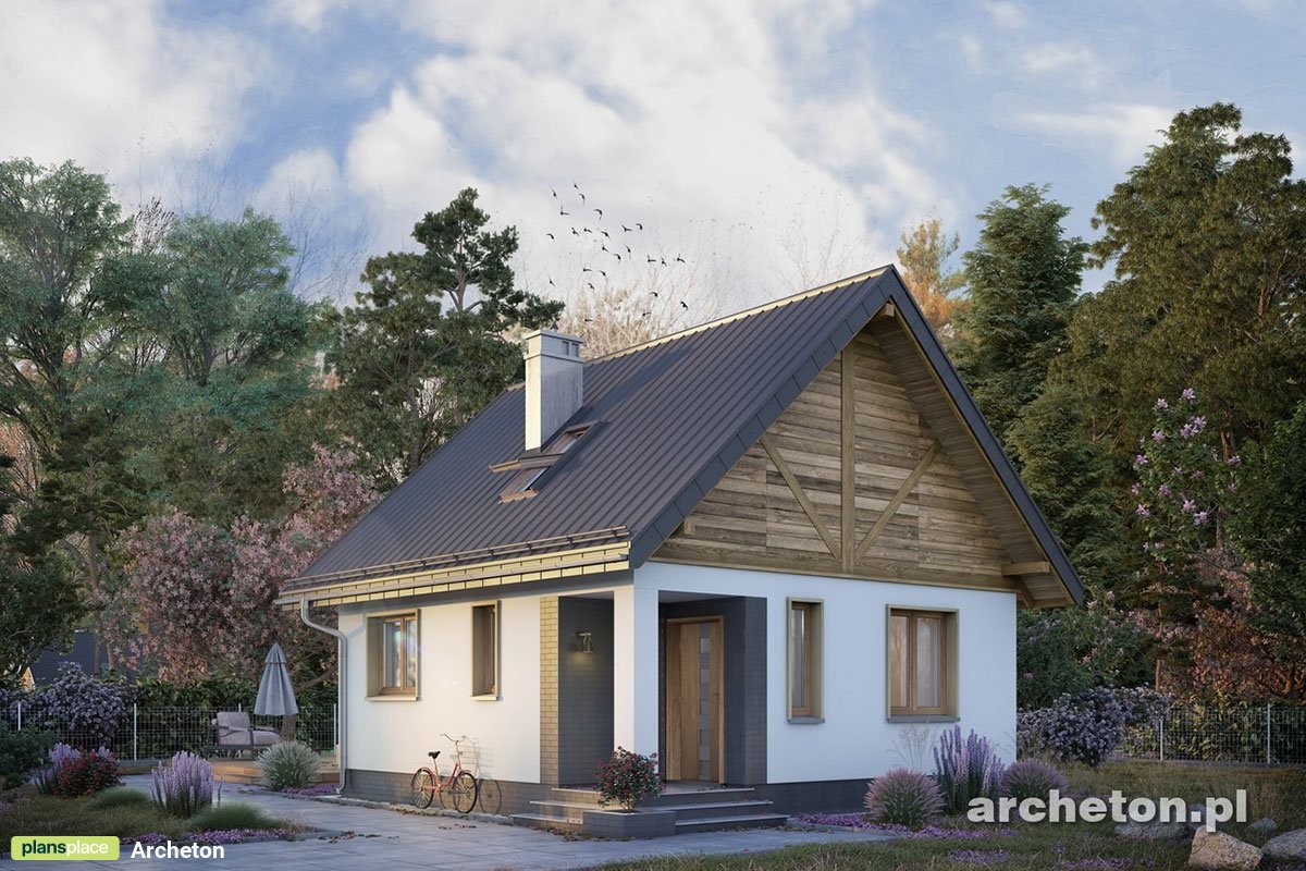 400 Sq Ft Tiny House Plan with 1 Bed and Gable Roof