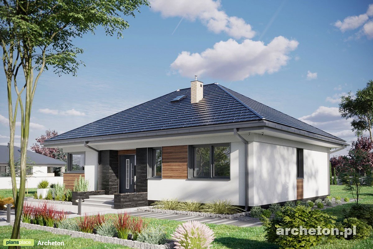 1-Story European Hip Roof House Plan with 3 Bedrooms