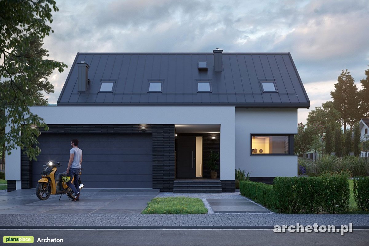 House Plan with Gable Roof und 2-Car Attached Garage