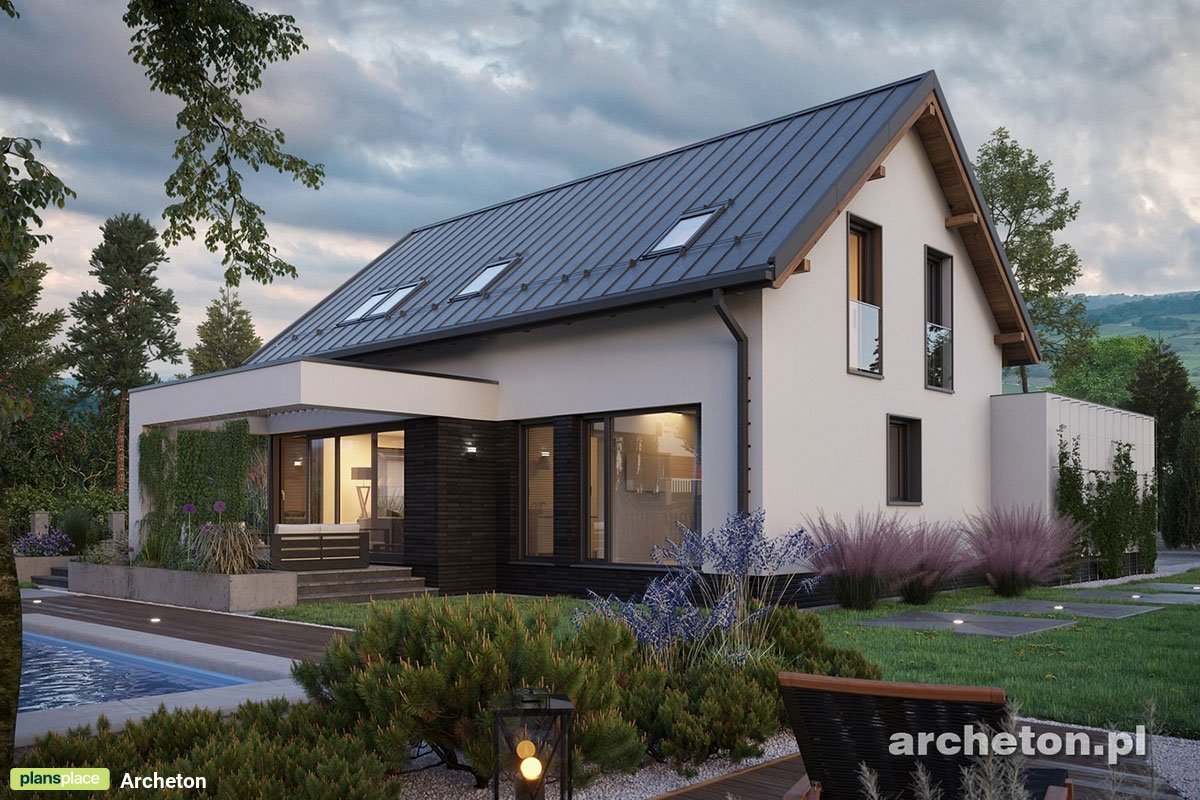 House Plan with Gable Roof und 2-Car Attached Garage