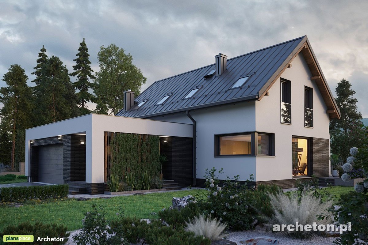 House Plan with Gable Roof und 2-Car Attached Garage