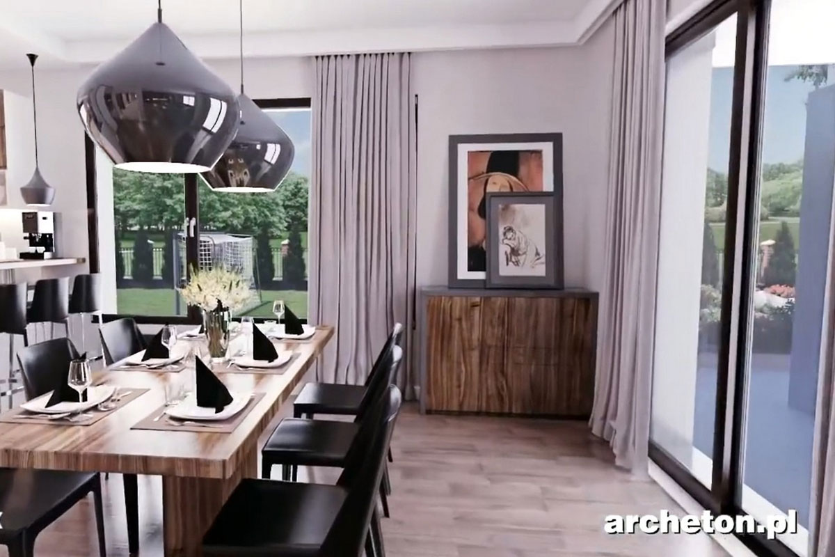 L-Shaped House Plan with Fireplace and Master Bedroom Upstairs