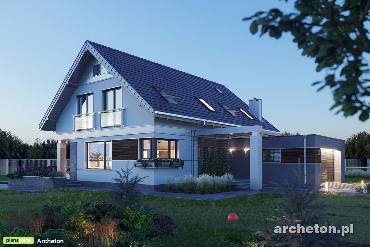 L-Shaped House Plan with Fireplace and Master Bedroom Upstairs