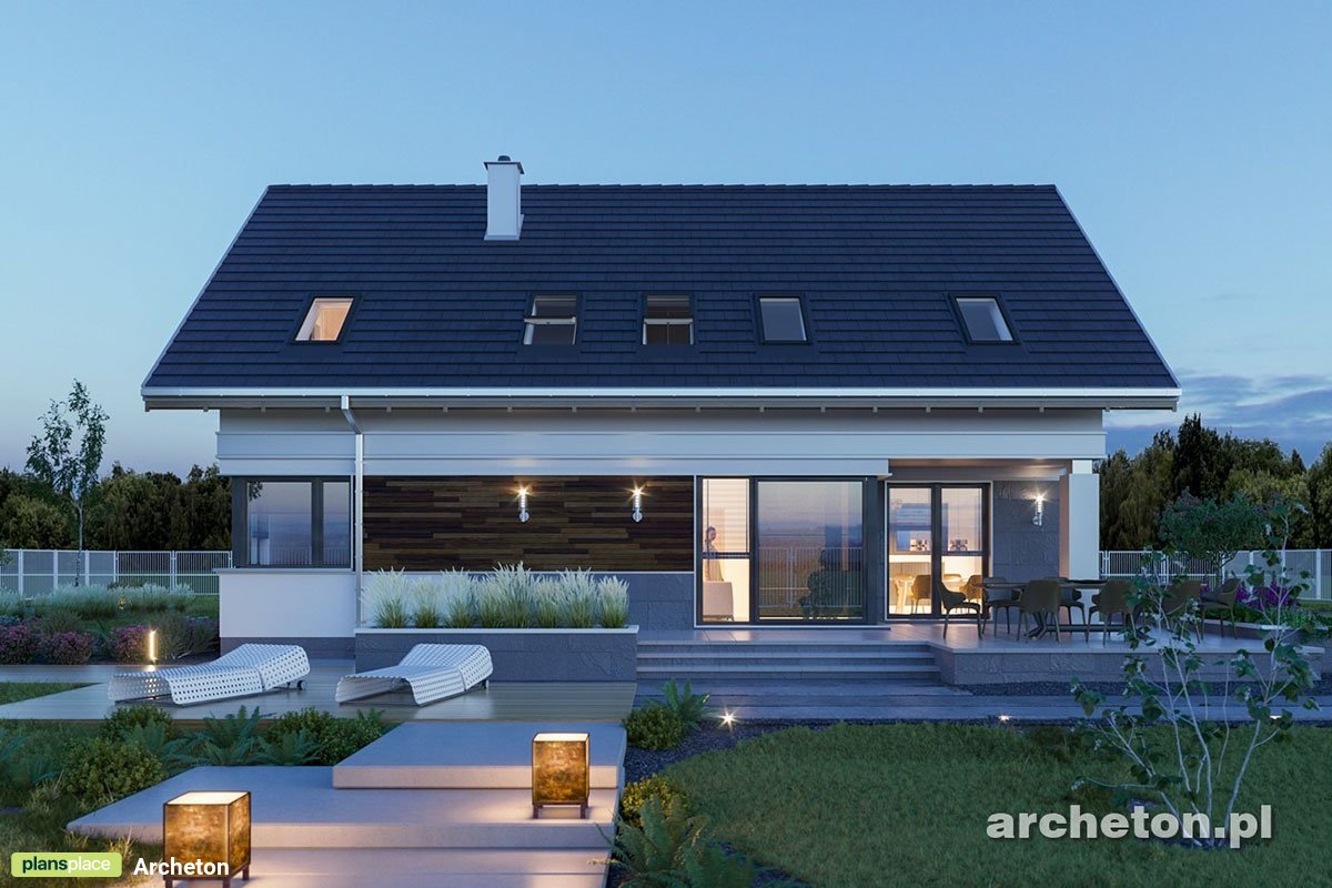 L-Shaped House Plan with Fireplace and Master Bedroom Upstairs