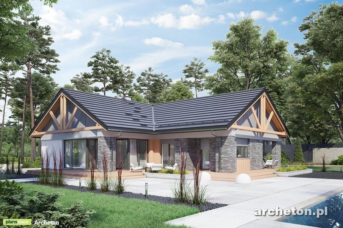 Home Plan with Fireplace in Centre of Large Family Room