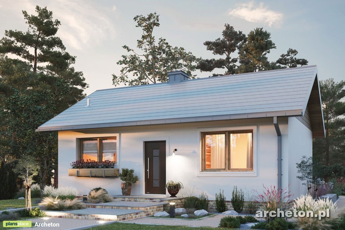 600 Sq Ft Small House Plan with Gable Roof and 2 Bedrooms