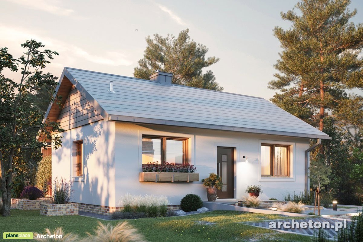 600 Sq Ft Small House Plan with Gable Roof and 2 Bedrooms