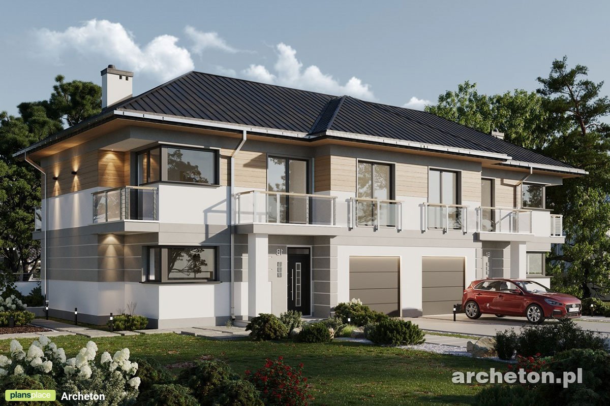 Traditional Duplex Plan with 1400 Sq Ft and Garage Per Unit