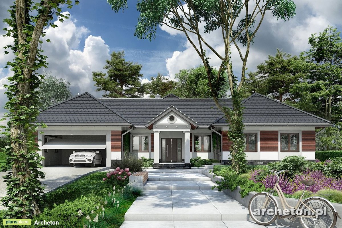 House Plan with Bedrooms Grouped Together and 2-Car Garage