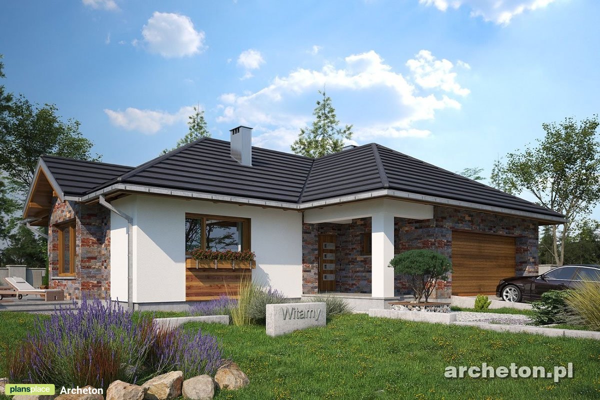 One-Story T-Shaped House Plan with Open Concept Kitchen