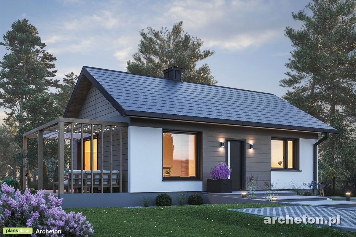 Small Gable Roof House Plan with Covered Side Porch