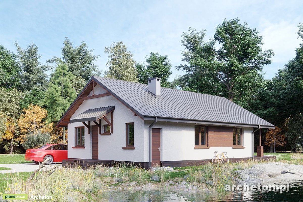 House Plan with Gable Roof, Covered Rear Porch and 2 Beds