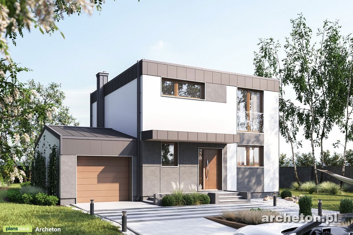 1200 Sq Ft Flat Roof House Plan with Garage and 3 Bedrooms