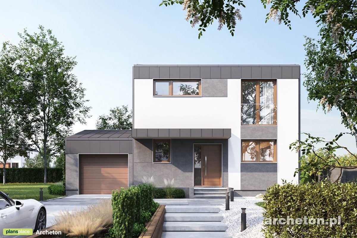 1200 Sq Ft Flat Roof House Plan with Garage and 3 Bedrooms