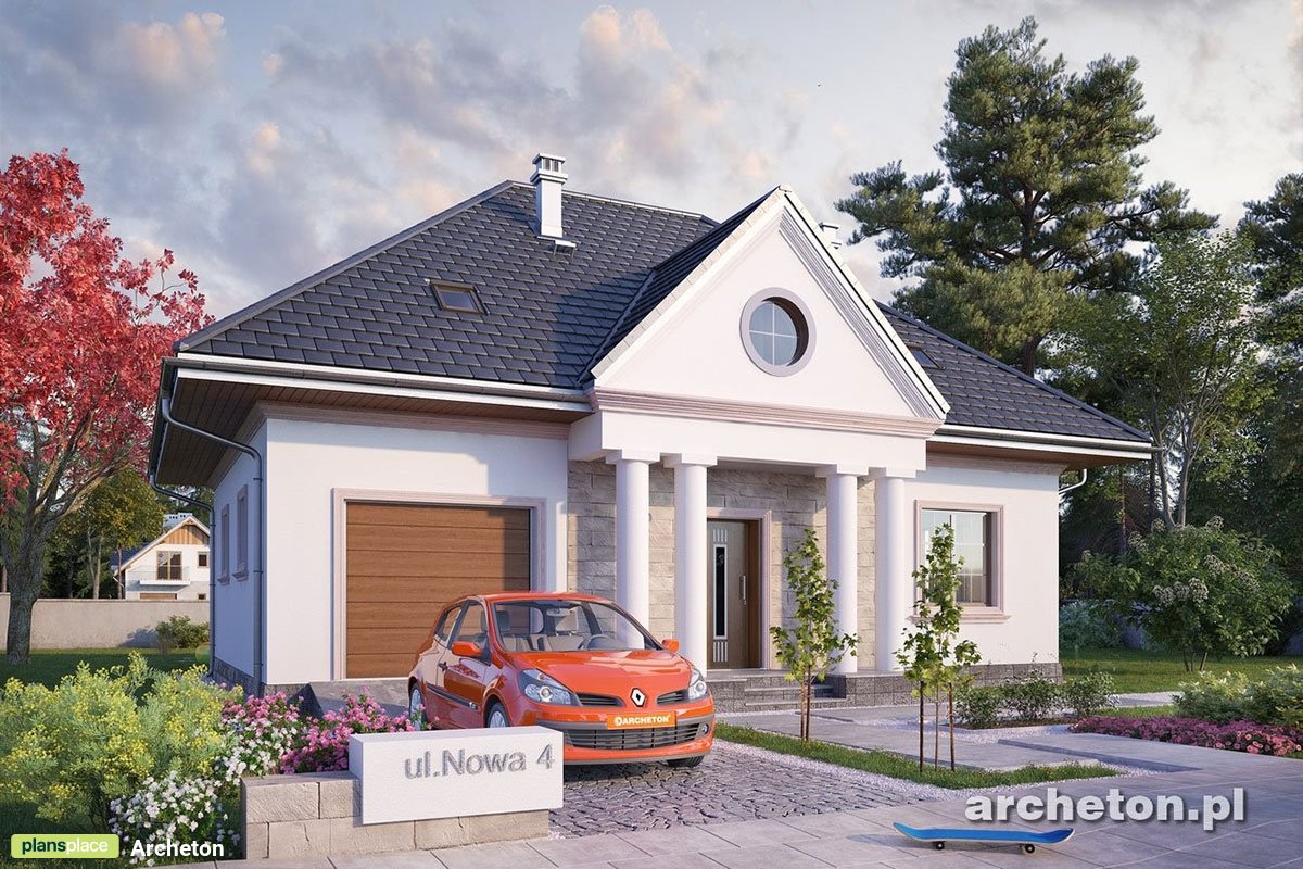 Cottage House Plan with Gambrel Roof and 1-Car Garage