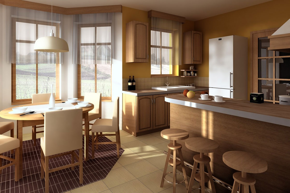 Home Plan with Exercise Room and Bay Window Breakfast Nook