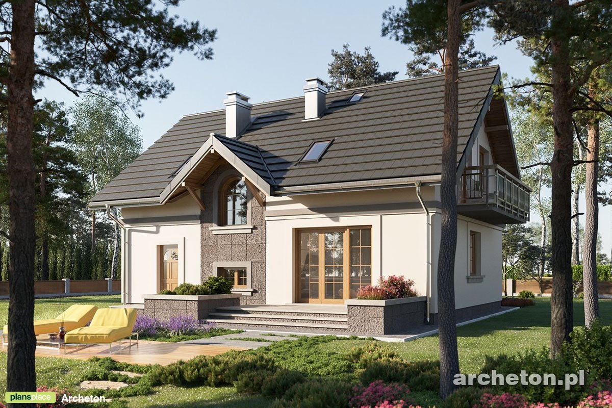 1700 Sq Ft 2-Story House Plan with 2 Balconies and Gable Roof