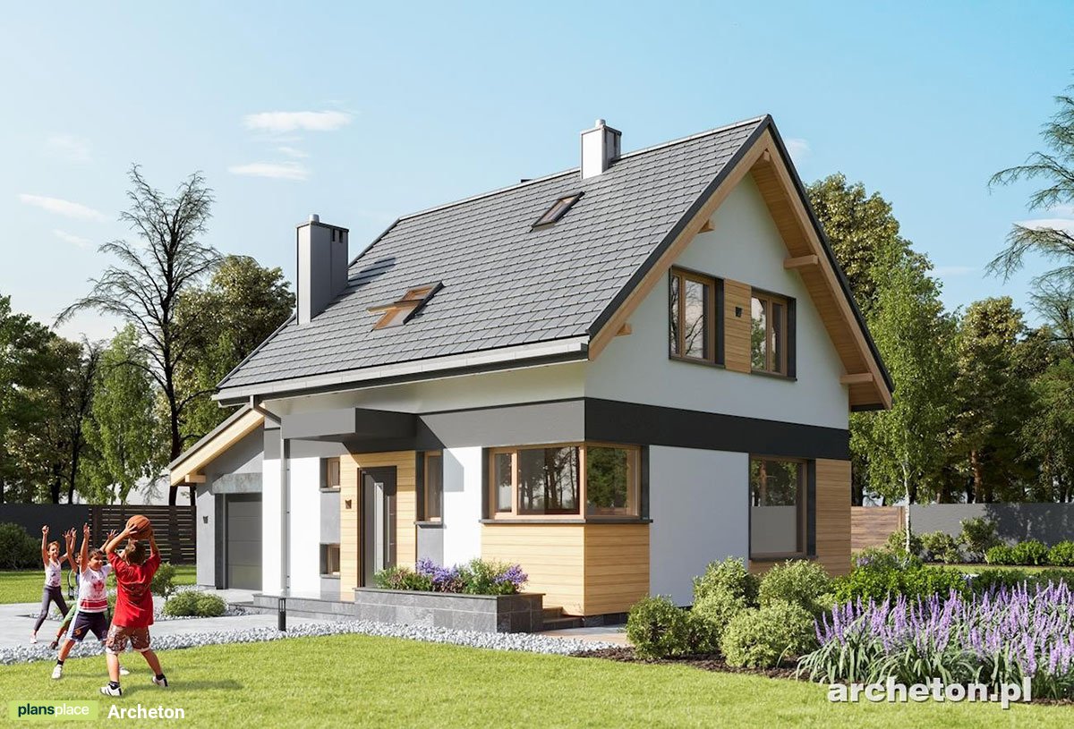 Gable Roof House Plan with Rear Deck and 1-Car Garage