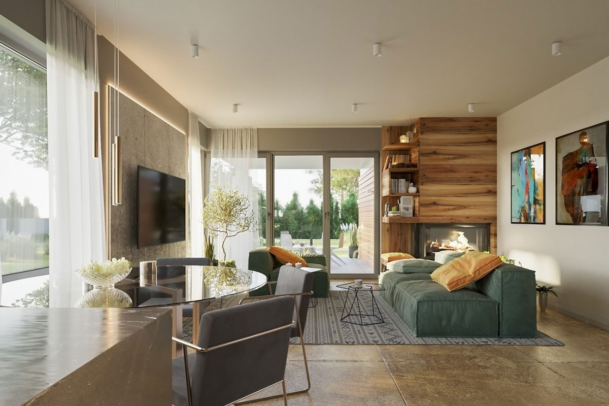 1-Story Home Plan with Lots of Windows and 2-Car Garage