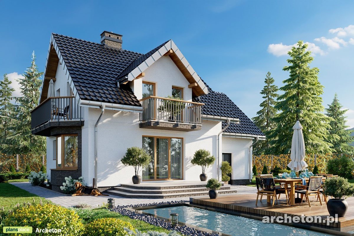 1300 Sq Ft Home Plan with 1-Car Garage and 4 Balconies