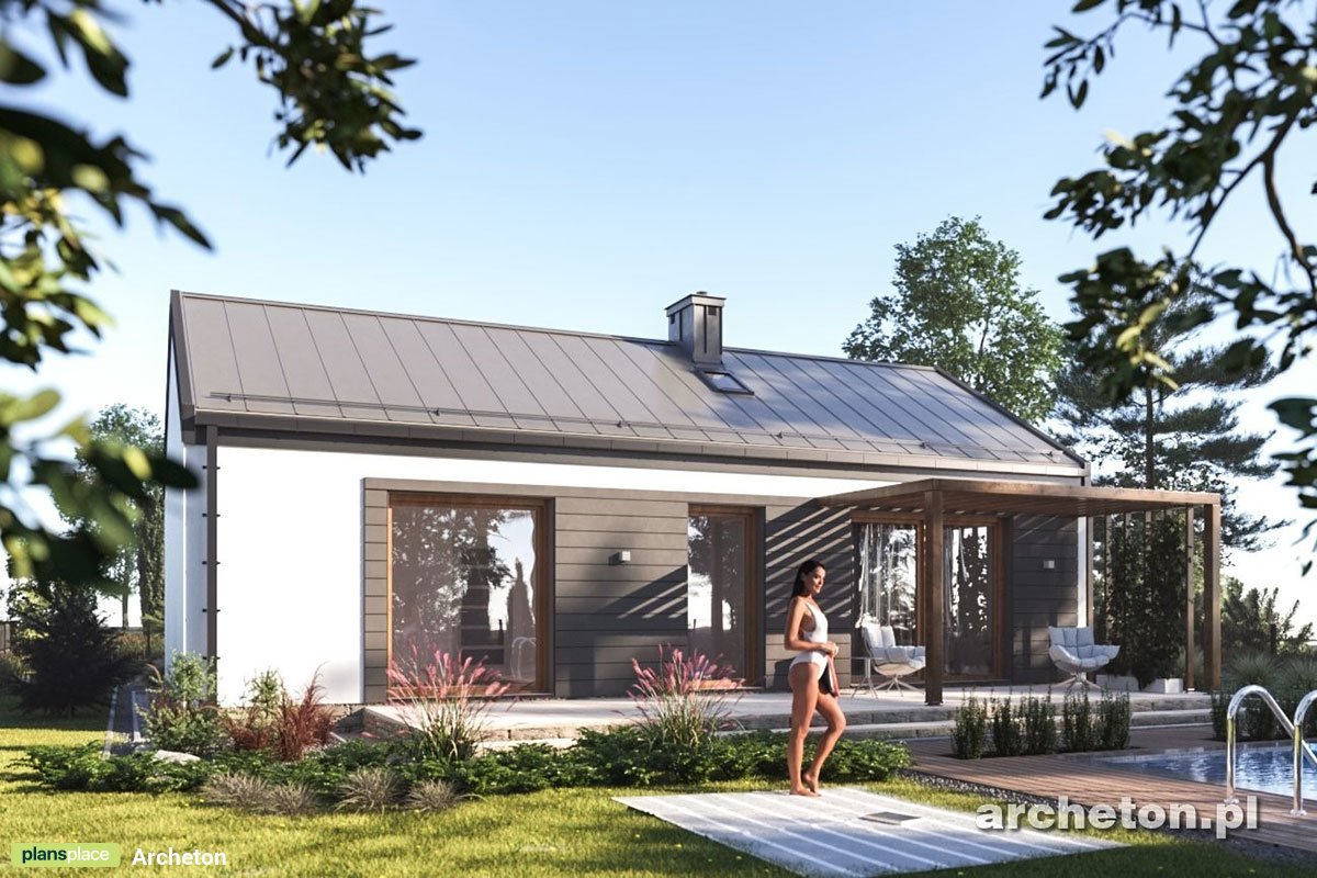 Small Barn Style House Plan with Partially Covered Deck