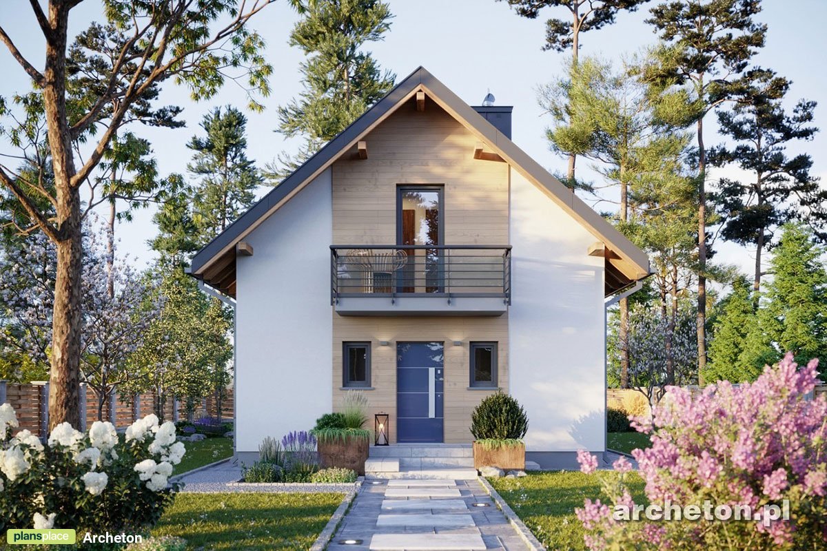 800 Sq Ft Tiny Home Plan with 2 Beds Upstairs and Gable Roof