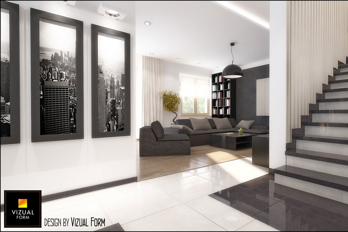 Two Story House Plan with Bedroom above Garage and 4 Balconies