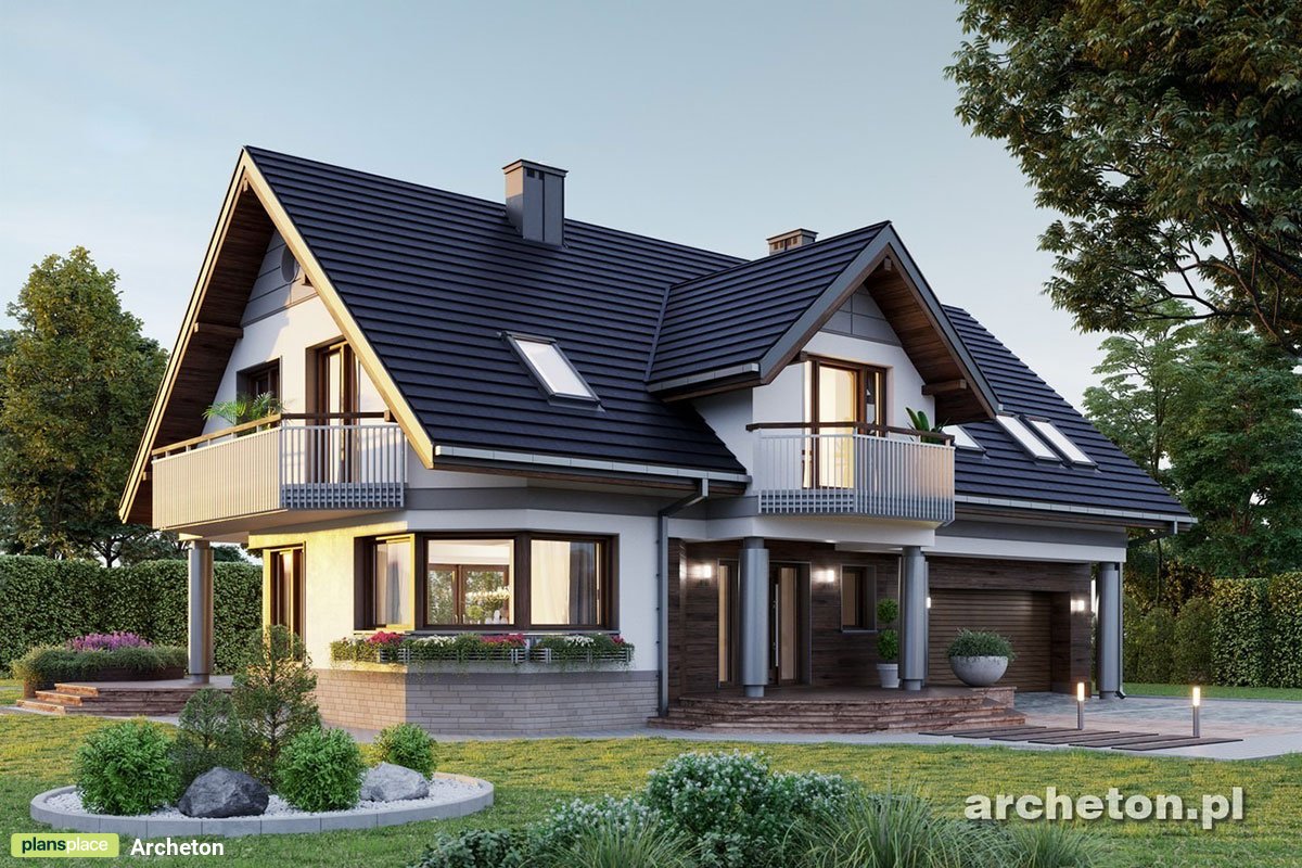 2300 Sq Ft House Plan with Four Gables and Garage