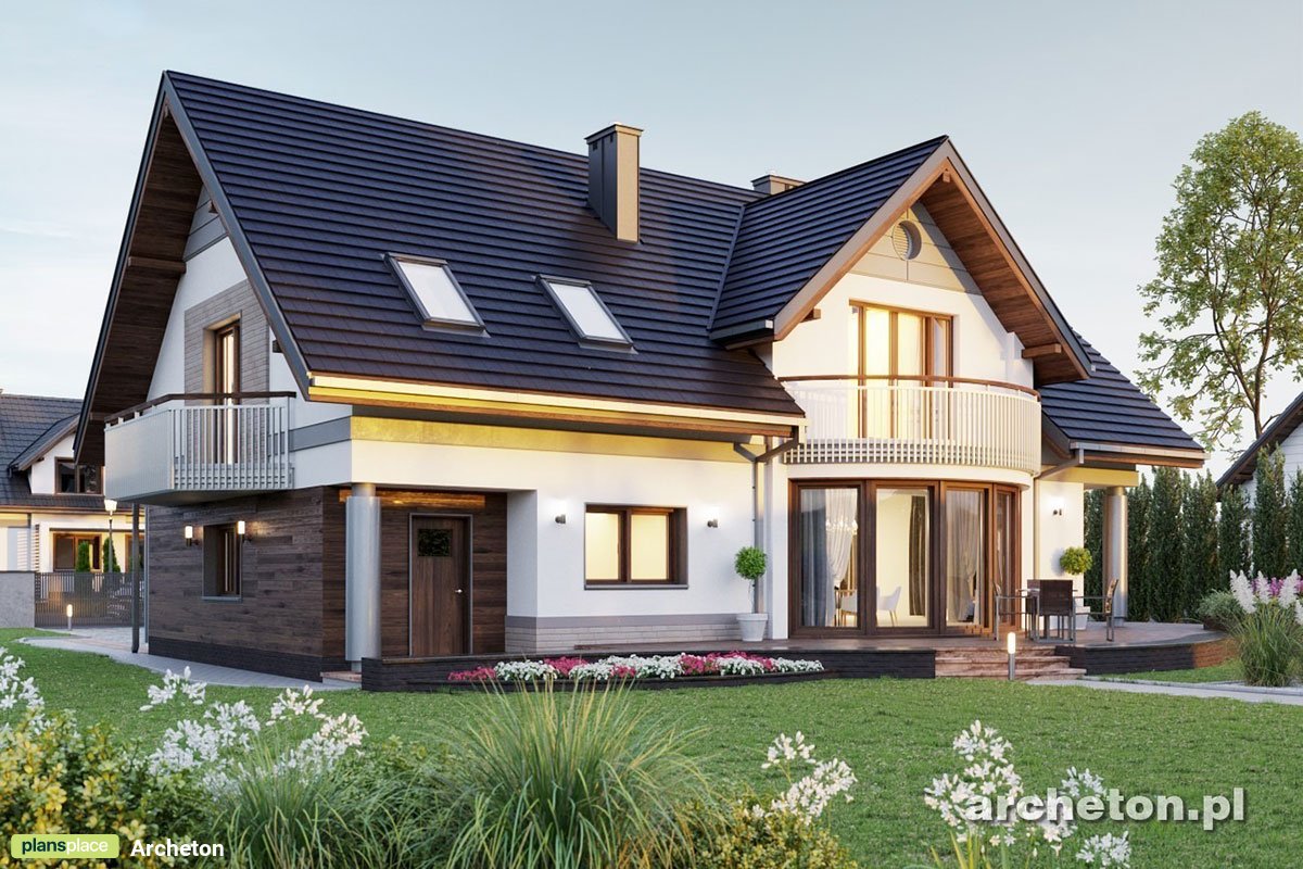 2300 Sq Ft House Plan with Four Gables and Garage