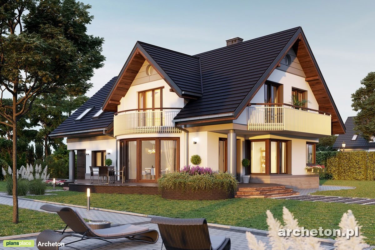 2300 Sq Ft House Plan with Four Gables and Garage