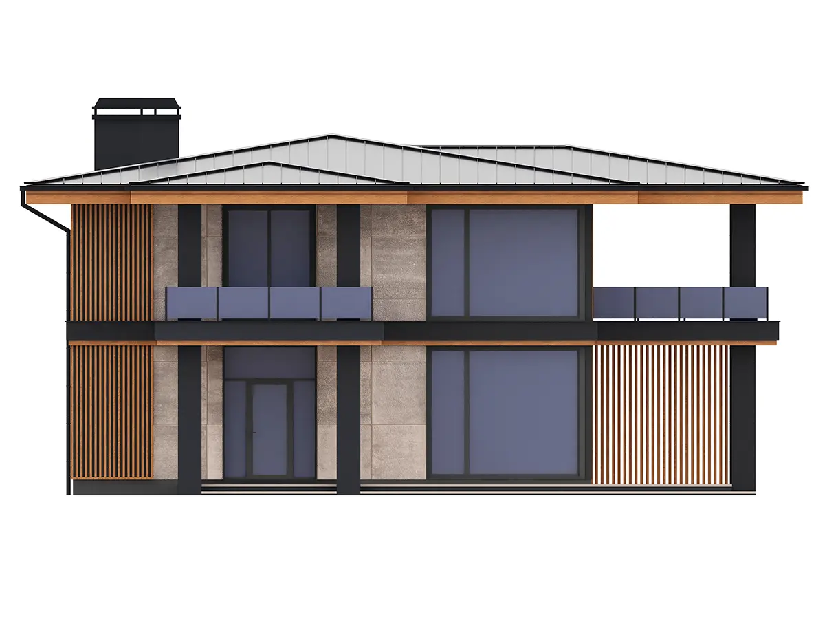Proiect de casa cu etaj 194 m²: 3 Dormitoare, 3 Bai, Bucatarie deschisa, fara Garaj