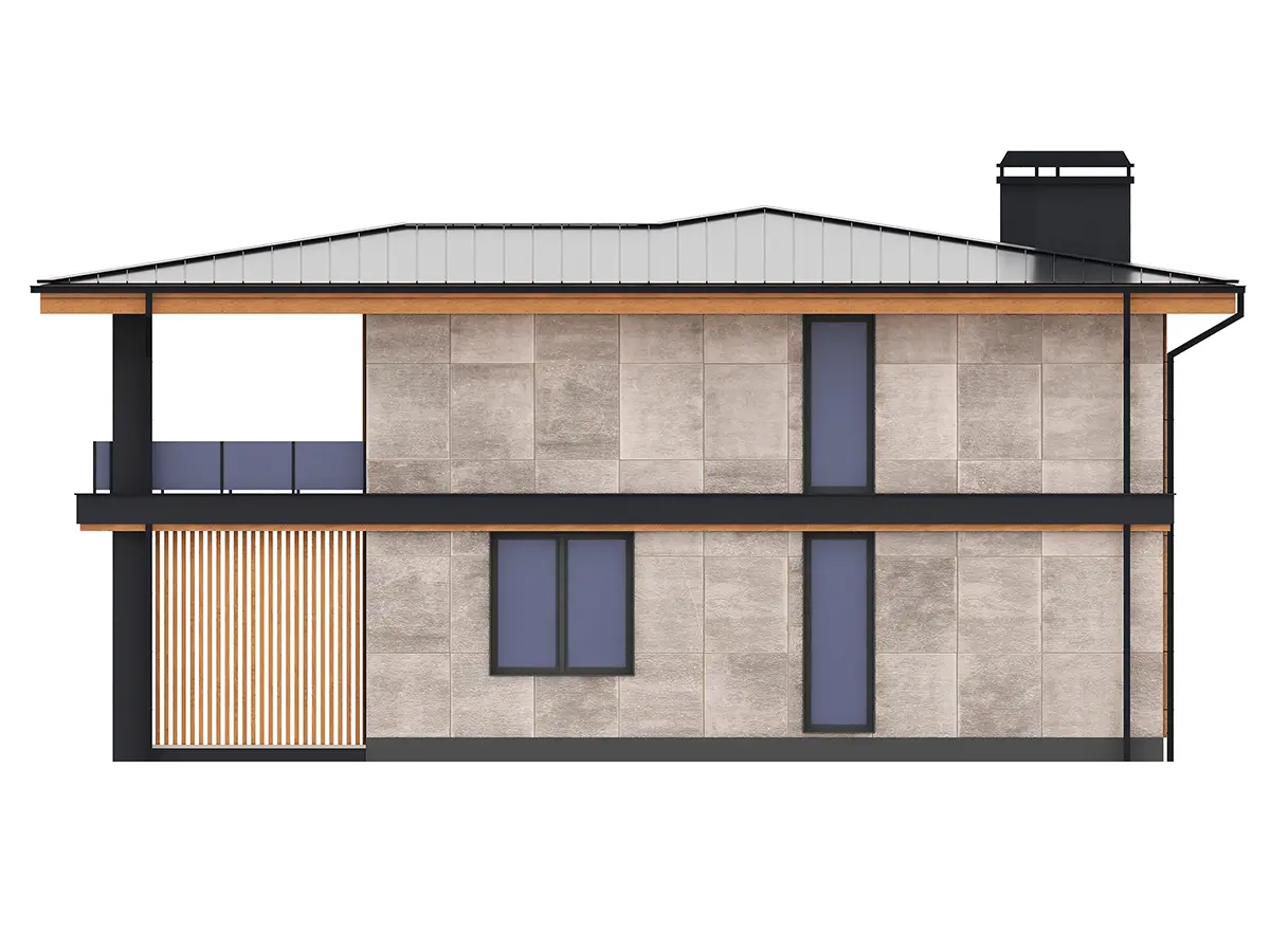 Proiect de casa cu etaj 194 m²: 3 Dormitoare, 3 Bai, Bucatarie deschisa, fara Garaj