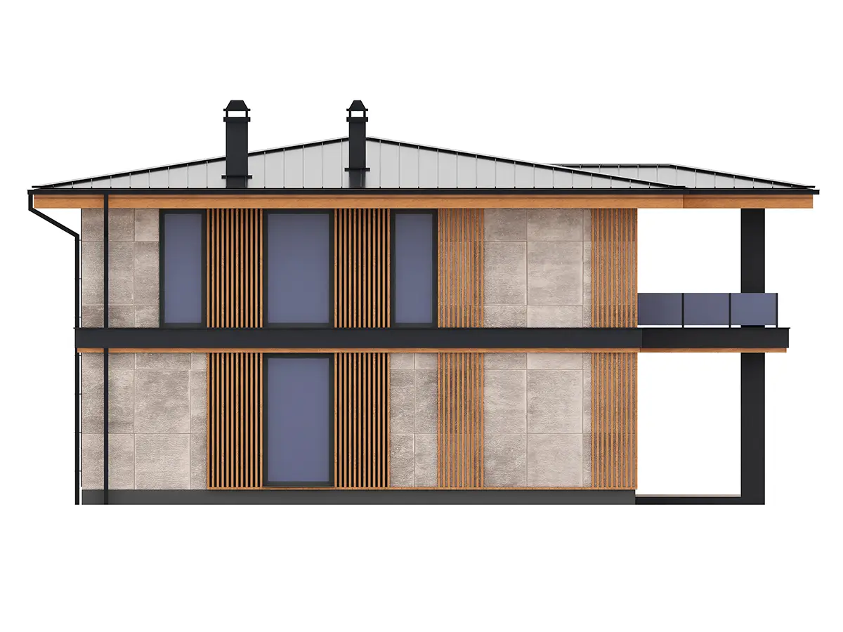 Proiect de casa cu etaj 194 m²: 3 Dormitoare, 3 Bai, Bucatarie deschisa, fara Garaj