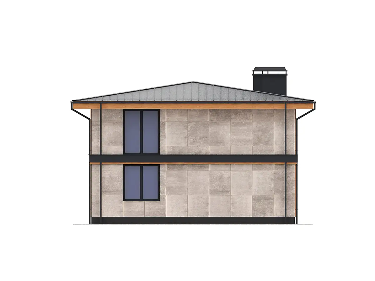 Proiect de casa cu etaj 193 m²: 4 Dormitoare, 3 Bai, Bucatarie deschisa, fara Garaj