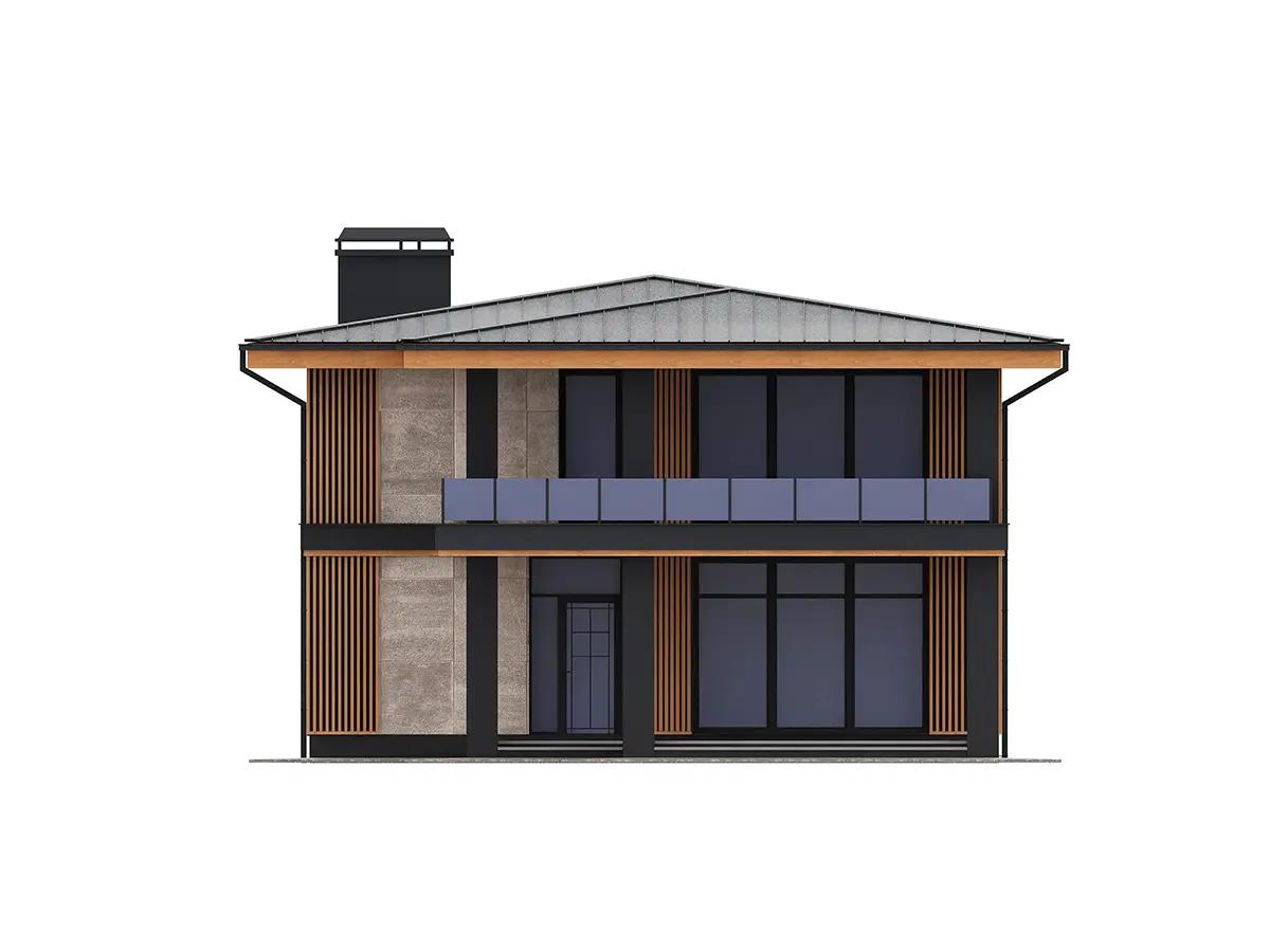 Proiect de casa cu etaj 193 m²: 4 Dormitoare, 3 Bai, Bucatarie deschisa, fara Garaj