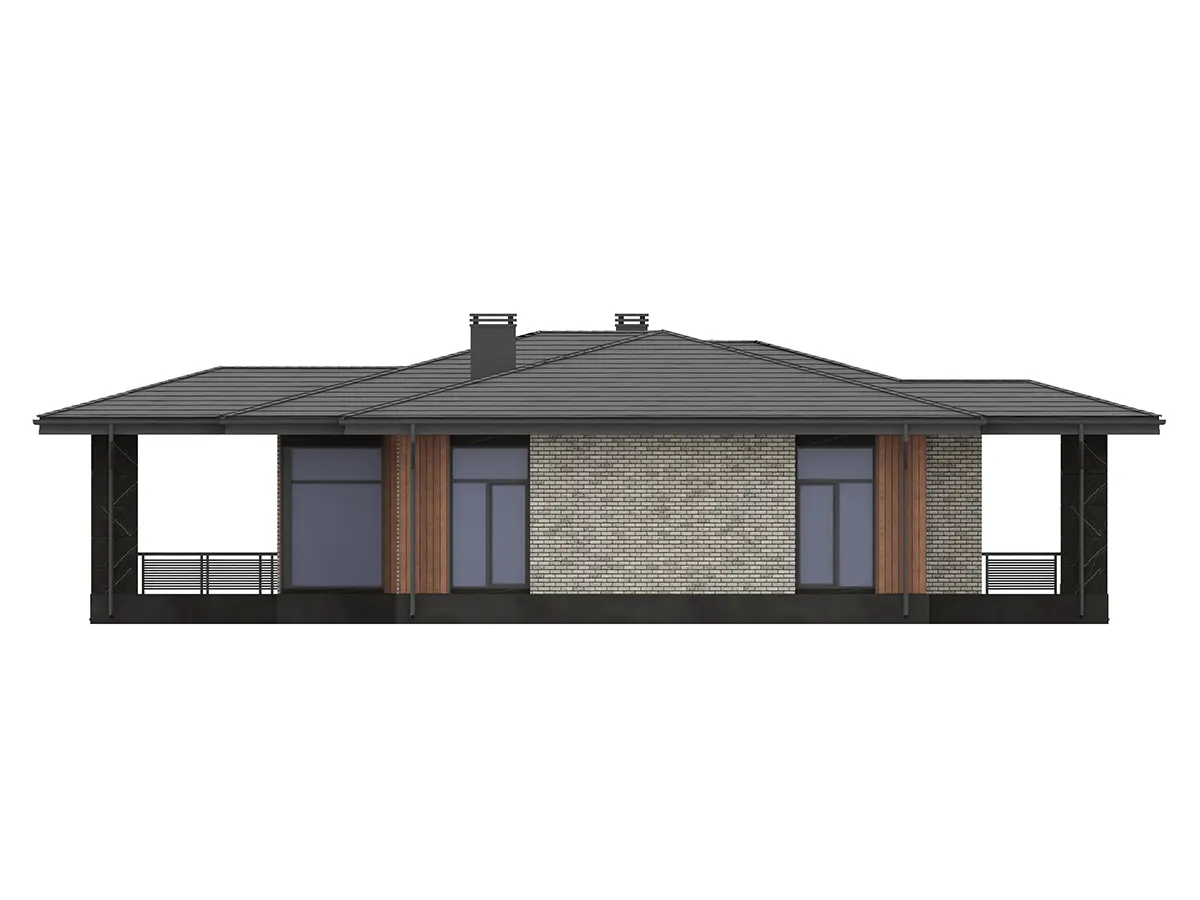 Proiect de casa parter 154 m²: 3 Dormitoare, 2 Bai, Bucatarie deschisa, fara Garaj