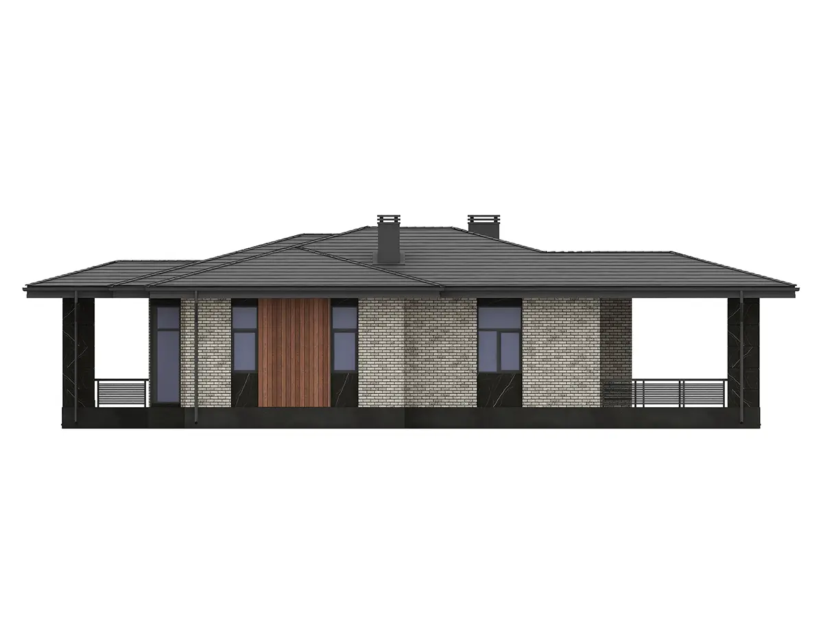 Proiect de casa parter 154 m²: 3 Dormitoare, 2 Bai, Bucatarie deschisa, fara Garaj