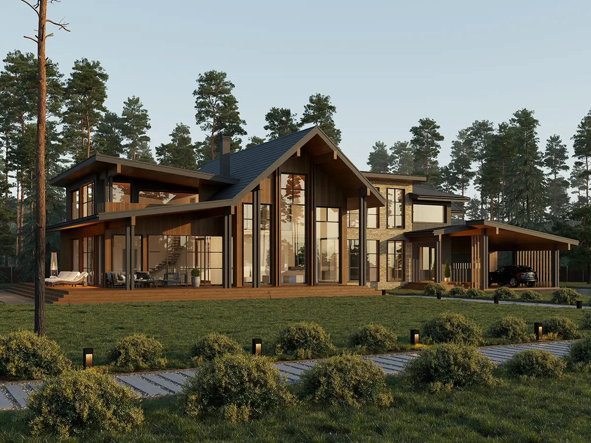Proiect de casa parter cu mansardă 560 m²: 3 Dormitoare, 5 Bai, fara Garaj