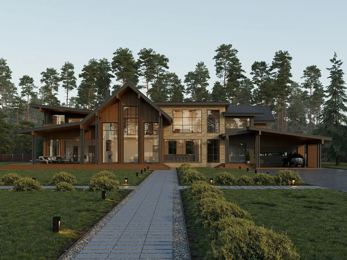 Proiect de casa parter cu mansardă 560 m²: 3 Dormitoare, 5 Bai, fara Garaj