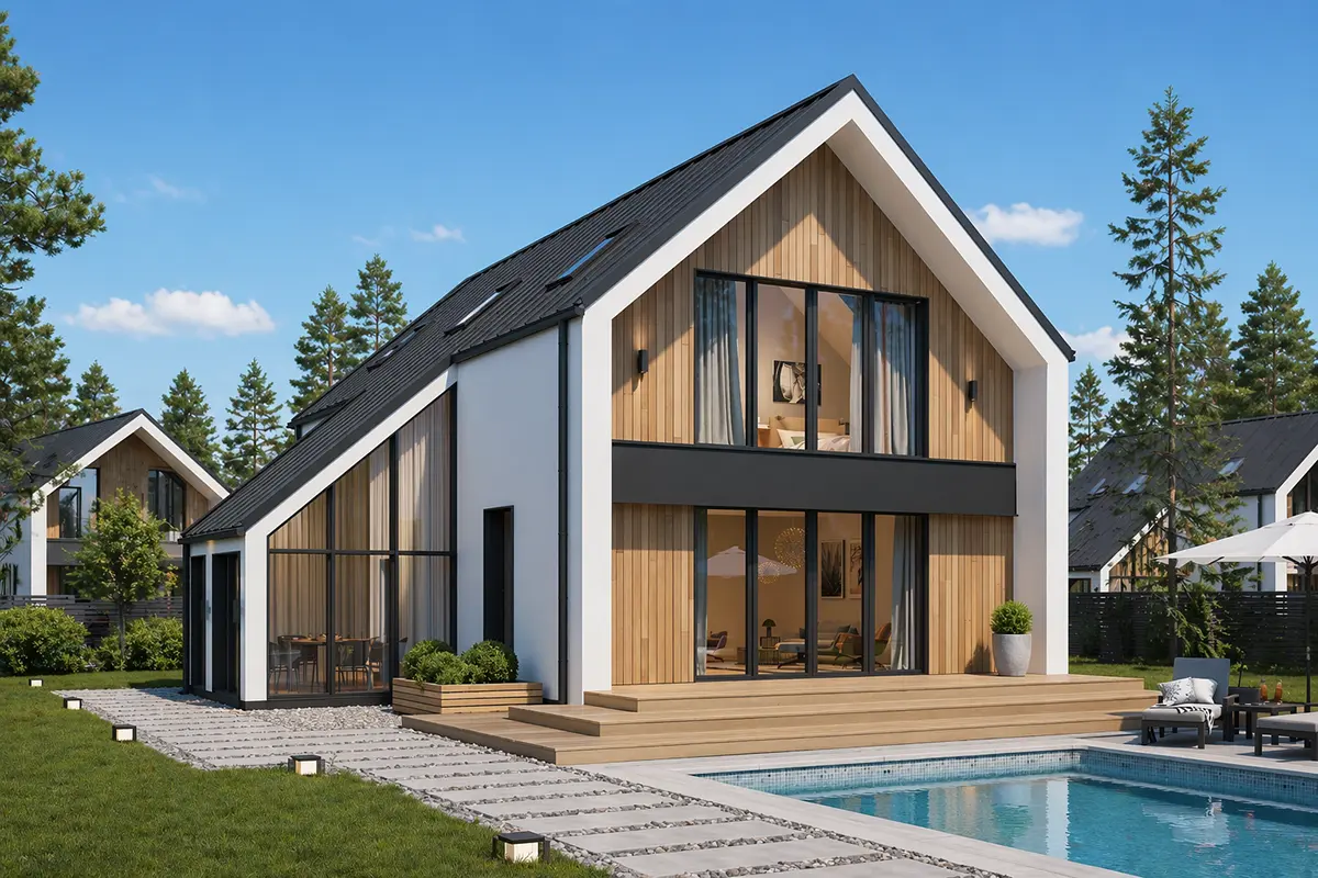 Proiect de casa parter cu mansardă 164 m²: 3 Dormitoare, 2 Bai, Bucatarie deschisa, fara Garaj