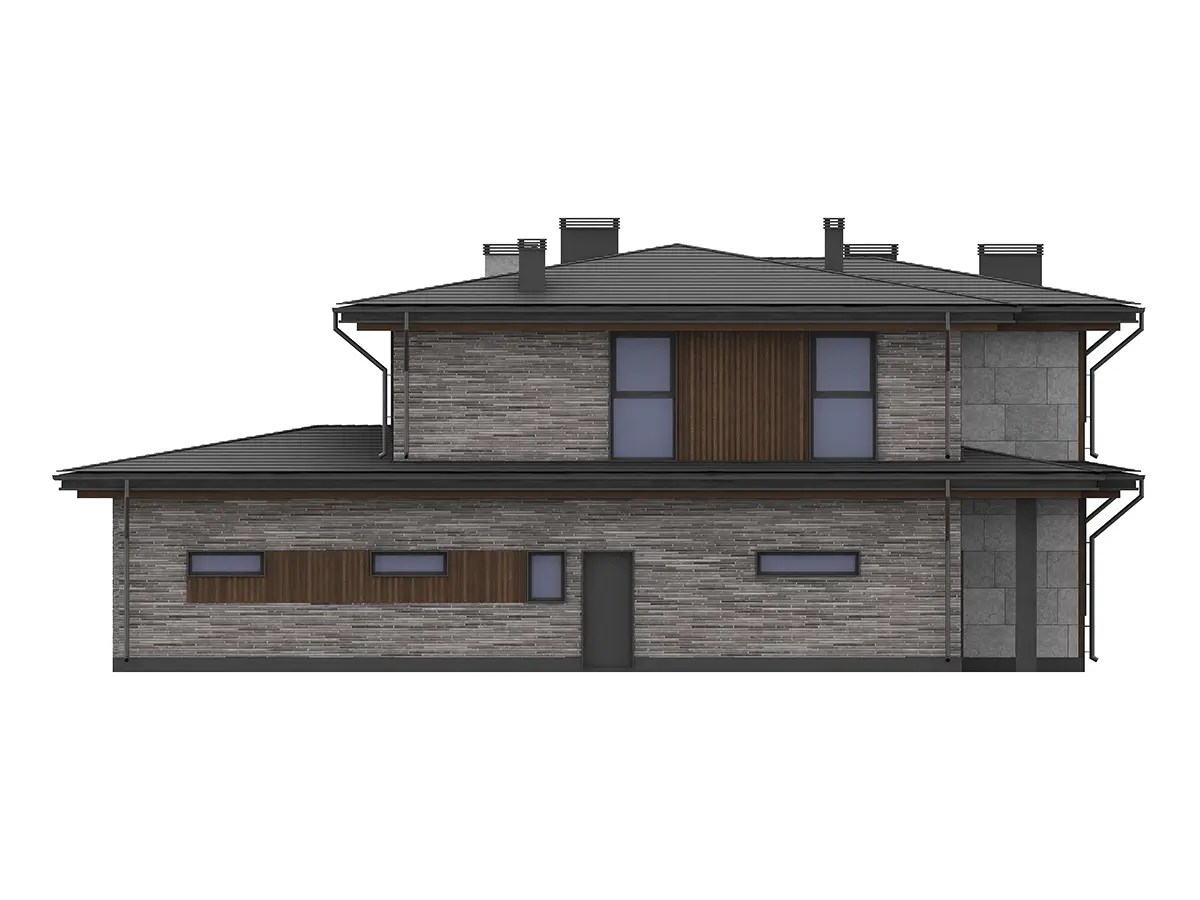Proiect de casa cu etaj 423 m²: 4 Dormitoare, Birou, 4 Bai, Bucatarie deschisa, Garaj