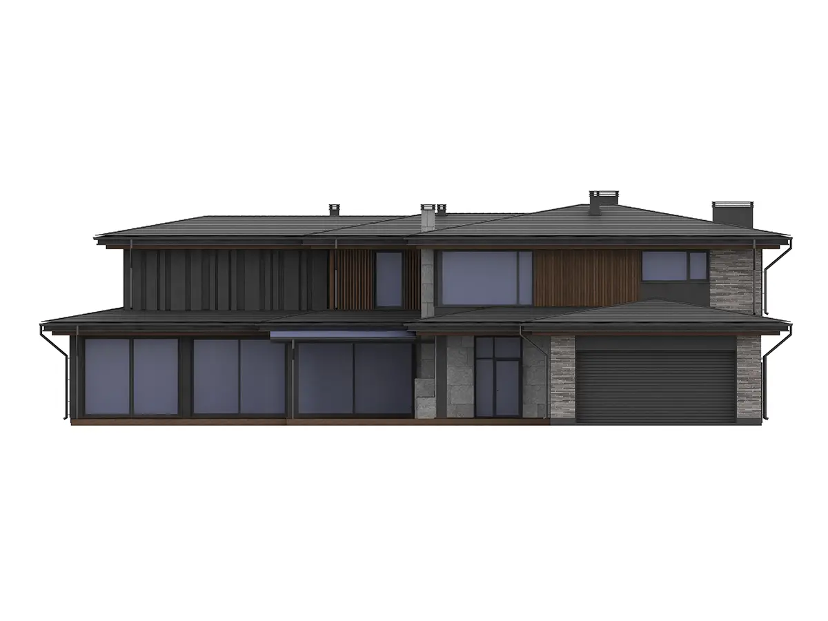 Proiect de casa cu etaj 423 m²: 4 Dormitoare, Birou, 4 Bai, Bucatarie deschisa, Garaj