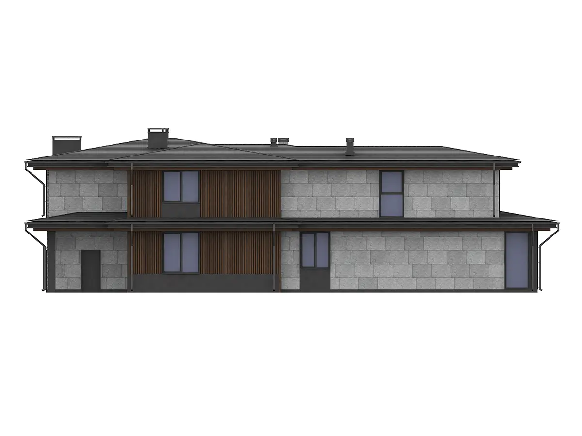 Proiect de casa cu etaj 423 m²: 4 Dormitoare, Birou, 4 Bai, Bucatarie deschisa, Garaj