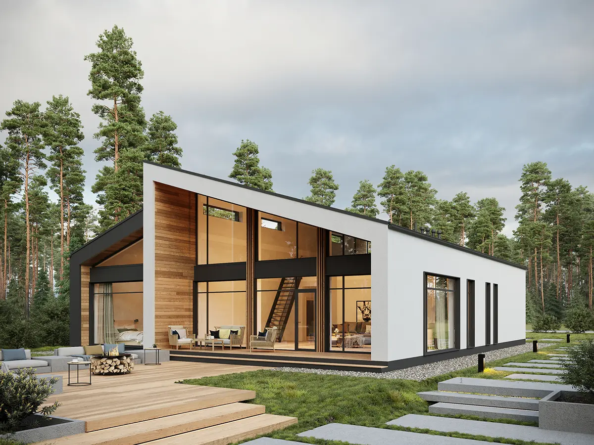 Proiect de casa 212 m²: Parter cu mansardă, 3 Dormitoare, 2 Bai, Bucatarie deschisa