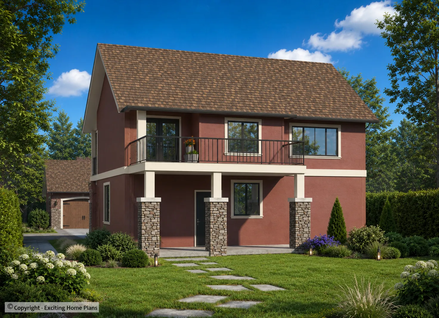 Proiect de casa cu etaj 261 m²: 4 Dormitoare, 3 Bai, Bucatarie deschisa, Garaj