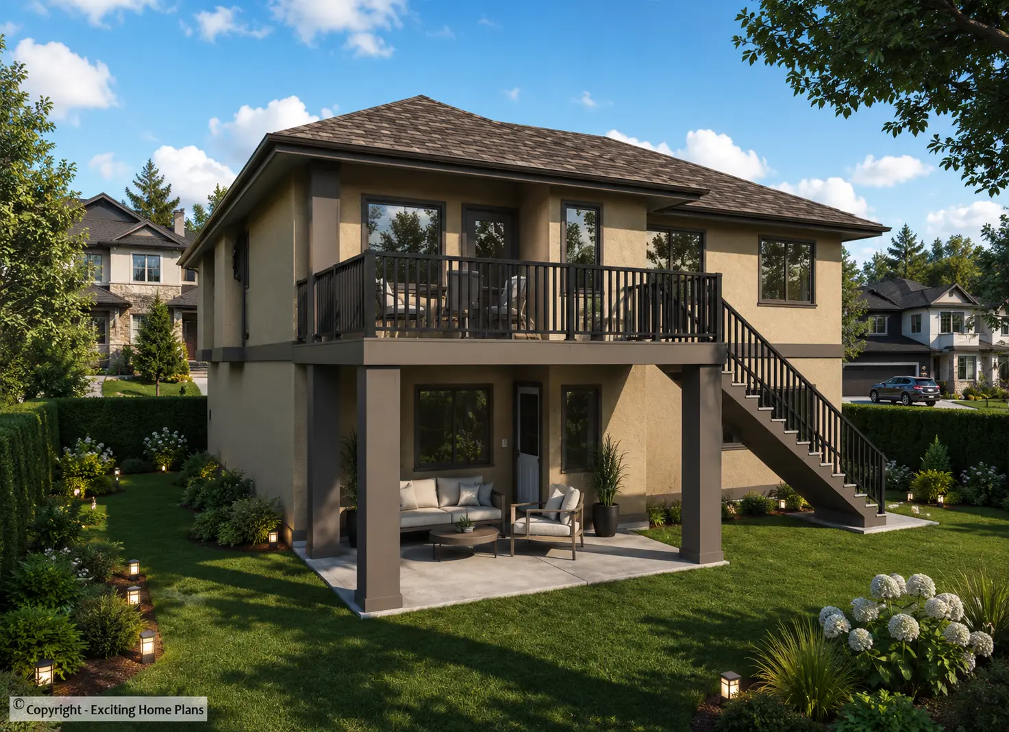 Proiect de casa cu etaj 257 m²: 5 Dormitoare, Birou, 4 Bai, Bucatarie deschisa, Garaj