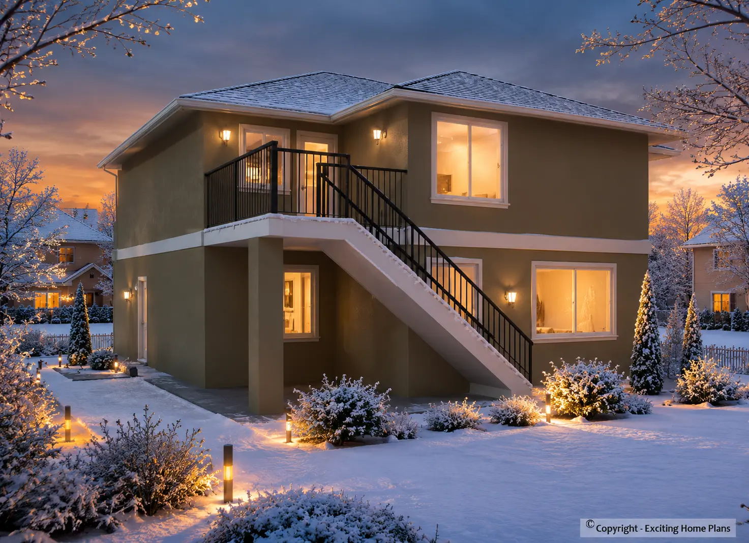 Proiect de casa cu etaj 277 m²: 4 Dormitoare, Birou, 3 Bai, Bucatarie deschisa, Garaj